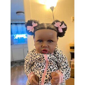 🆕22.8 Inch Reborn Doll with Soft Cloth Body African American Natalie Girl Doll